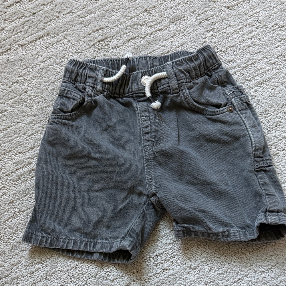 Zara Charcoal Drawstring denim Kids Shorts
